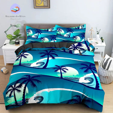 Housse de Couette Palmier Bleu
